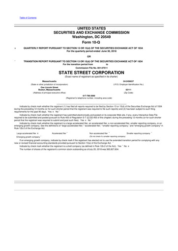 Thumbnail State Street Corporation
 10-Q Quarterly Report FY2018 