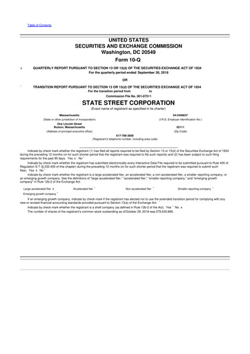 Thumbnail State Street Corporation
 10-Q Quarterly Report FY2018 