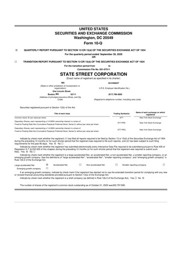 Thumbnail State Street Corporation
 10-Q Quarterly Report FY2020 
