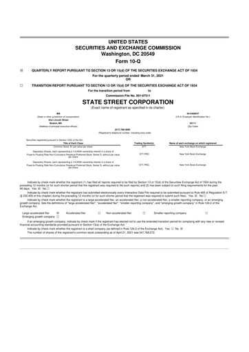 Thumbnail State Street Corporation
 10-Q Quarterly Report FY2021 