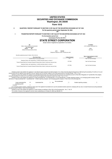 Thumbnail State Street Corporation
 10-Q Quarterly Report FY2022 