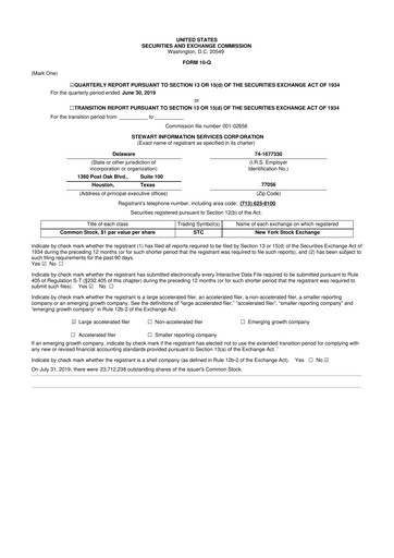 Thumbnail Stewart Information Services 10-Q Quarterly Report FY2019 