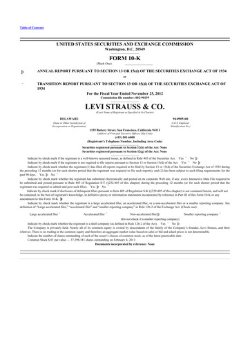 Vorschaubild Levi Strauss & Co. 10-K Jahresbericht 2012