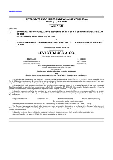 Thumbnail Levi Strauss & Co. 10-Q Quarterly Report FY2014 