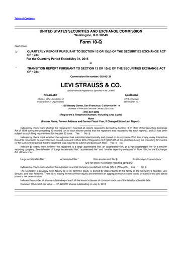 Thumbnail Levi Strauss & Co. 10-Q Quarterly Report FY2015 