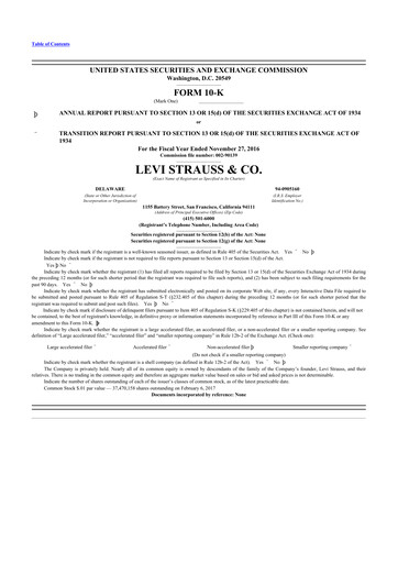 Vorschaubild Levi Strauss & Co. 10-K Jahresbericht 2016