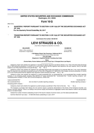 Thumbnail Levi Strauss & Co. 10-Q Quarterly Report FY2017 