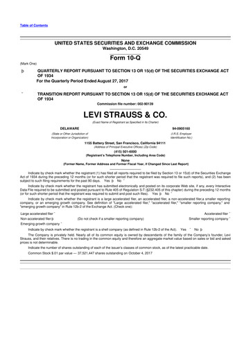 Thumbnail Levi Strauss & Co. 10-Q Quarterly Report FY2017 
