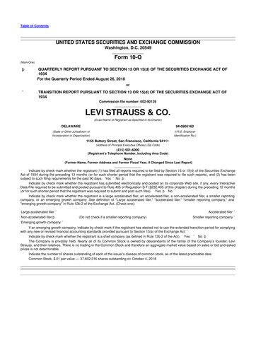 Thumbnail Levi Strauss & Co. 10-Q Quarterly Report FY2018 