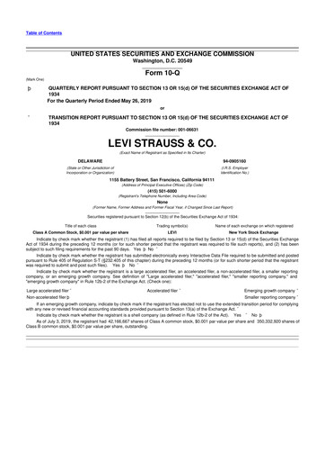 Thumbnail Levi Strauss & Co. 10-Q Quarterly Report FY2019 