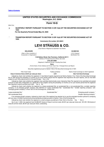 Thumbnail Levi Strauss & Co. 10-Q Quarterly Report FY2020 