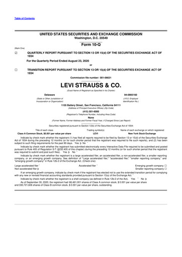 Thumbnail Levi Strauss & Co. 10-Q Quarterly Report FY2020 