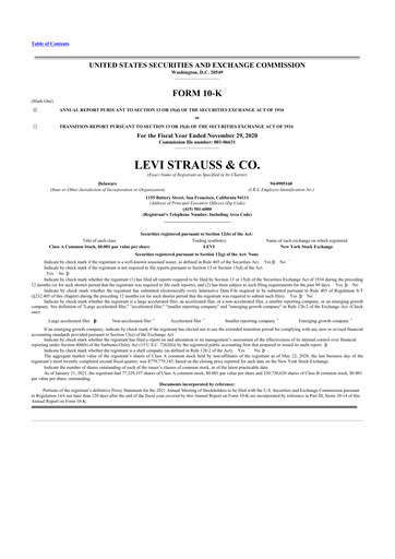 Vorschaubild Levi Strauss & Co. 10-K Jahresbericht 2020