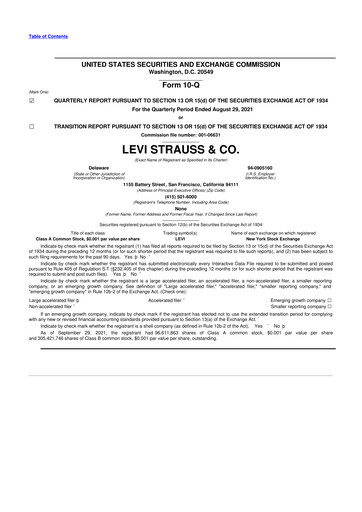 Thumbnail Levi Strauss & Co. 10-Q Quarterly Report FY2021 