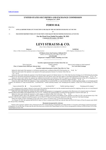 Vorschaubild Levi Strauss & Co. 10-K Jahresbericht 2021