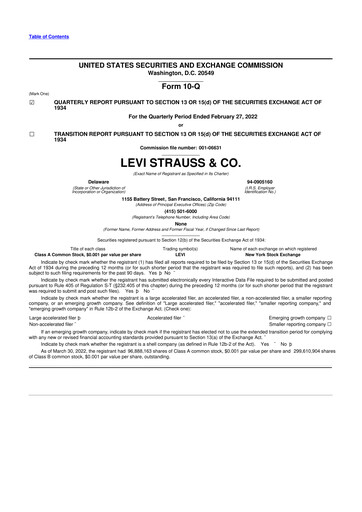 Thumbnail Levi Strauss & Co. 10-Q Quarterly Report FY2022 