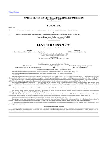 Vorschaubild Levi Strauss & Co. 10-K Jahresbericht 2022