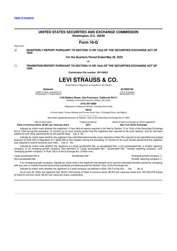 Thumbnail Levi Strauss & Co. 10-Q Quarterly Report FY2023 