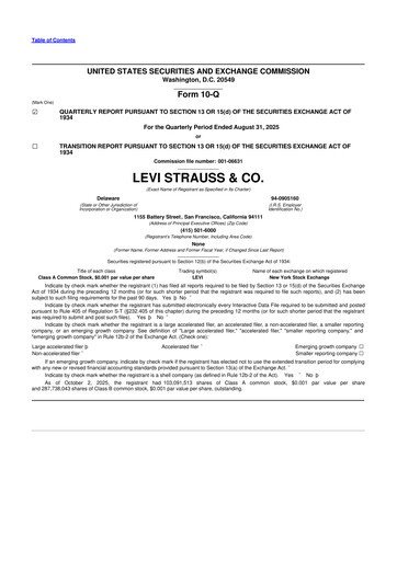 Thumbnail Levi Strauss & Co. 10-Q Quarterly Report FY2025 