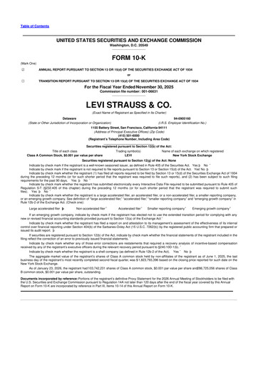 Thumbnail Levi Strauss & Co. 10-K Annual Report 2025
