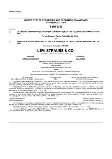 Thumbnail Levi Strauss & Co. 10-Q Quarterly Report FY2026 