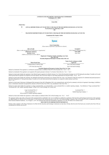 Thumbnail Sysco 10-K Annual Report 2017