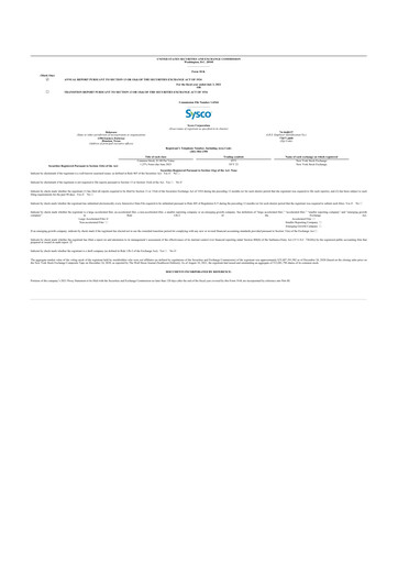 Thumbnail Sysco 10-K Annual Report 2021