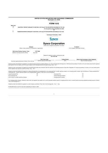 Thumbnail Sysco 10-Q Quarterly Report FY2024 