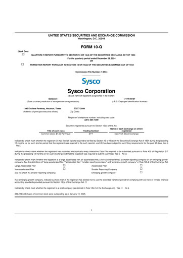 Thumbnail Sysco 10-Q Quarterly Report FY2025 
