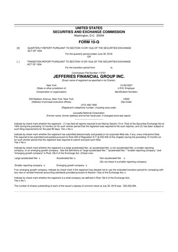 Thumbnail Jefferies Financial Group
 10-Q Quarterly Report FY2018 
