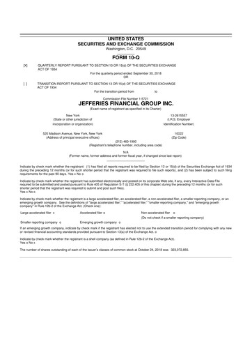 Thumbnail Jefferies Financial Group
 10-Q Quarterly Report FY2018 