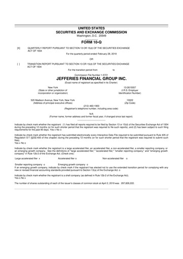Thumbnail Jefferies Financial Group
 10-Q Quarterly Report FY2019 