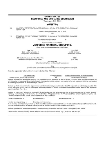 Thumbnail Jefferies Financial Group
 10-Q Quarterly Report FY2019 