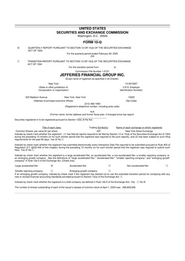 Thumbnail Jefferies Financial Group
 10-Q Quarterly Report FY2020 