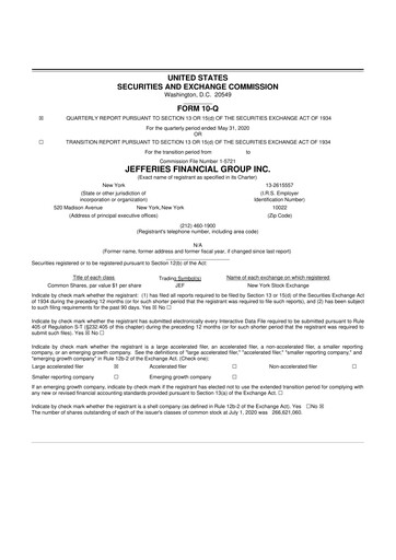 Thumbnail Jefferies Financial Group
 10-Q Quarterly Report FY2020 