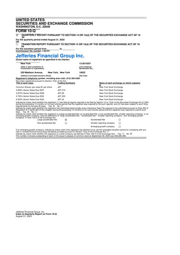 Thumbnail Jefferies Financial Group
 10-Q Quarterly Report FY2025 