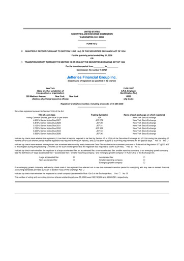 Vorschaubild Jefferies Financial Group
 10-Q Quartalsbericht 2026 