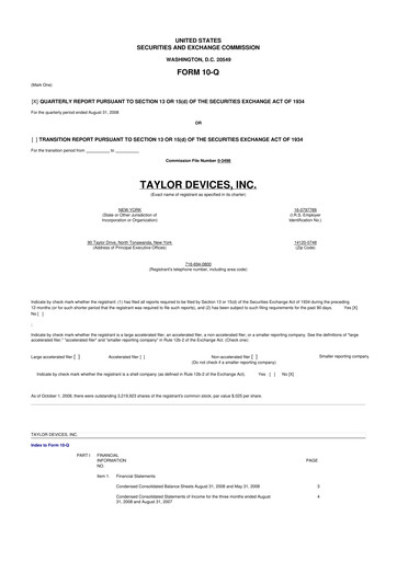 Vorschaubild Taylor Devices 10-Q Quartalsbericht  