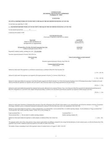 Thumbnail Taylor Devices 10-K Annual Report 
