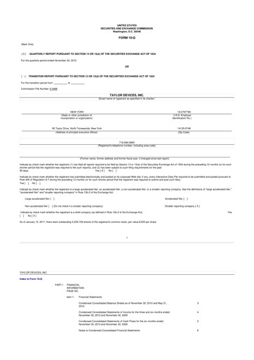 Vorschaubild Taylor Devices 10-Q Quartalsbericht  
