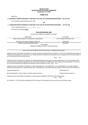 Vorschaubild Taylor Devices 10-Q Quartalsbericht 2013 
