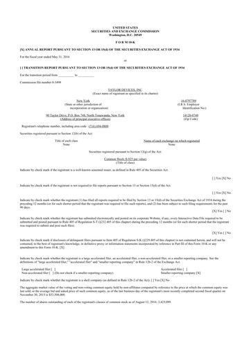 Thumbnail Taylor Devices 10-K Annual Report 2016