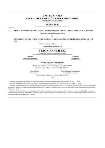 Thumbnail Tejon Ranch
 10-K Annual Report 2013