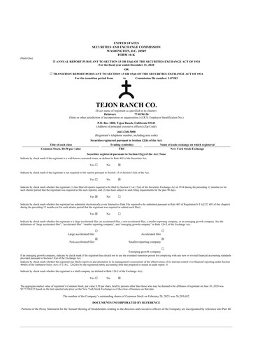 Thumbnail Tejon Ranch
 10-K Annual Report 2020