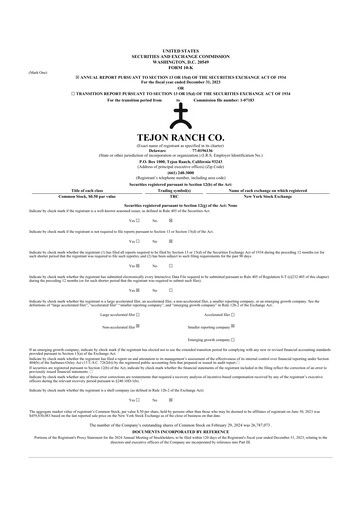 Thumbnail Tejon Ranch
 10-K Annual Report 2023