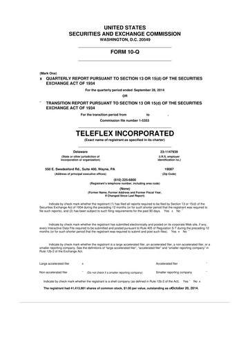 Thumbnail Teleflex 10-Q Quarterly Report FY2014 