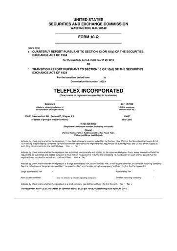 Thumbnail Teleflex 10-Q Quarterly Report FY2015 