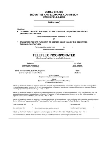 Thumbnail Teleflex 10-Q Quarterly Report FY2016 