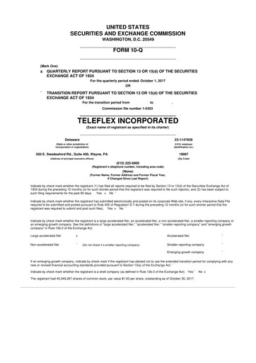 Thumbnail Teleflex 10-Q Quarterly Report FY2017 