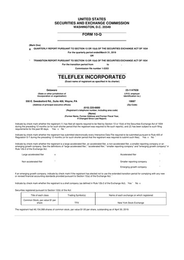 Thumbnail Teleflex 10-Q Quarterly Report FY2019 